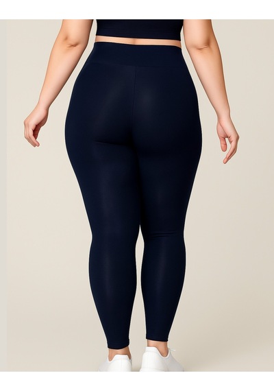 Alya Underwear Büyük Beden Tayt Dalgıç Kumaş Yüksek Bel Lacivert