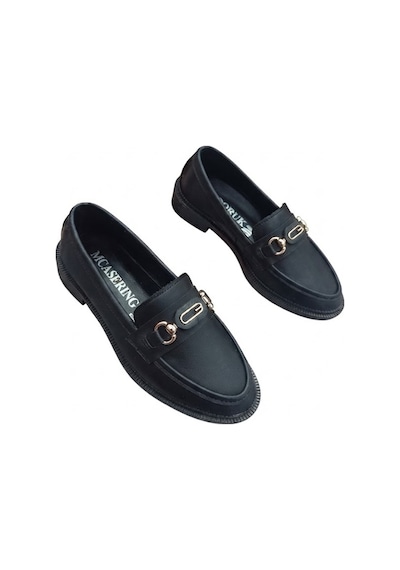 Mcaserıng Günlük Kadın / Kız Oxford Kolej Loafer Ayakkabı Siyah G Tokalı Siyah-gtoka