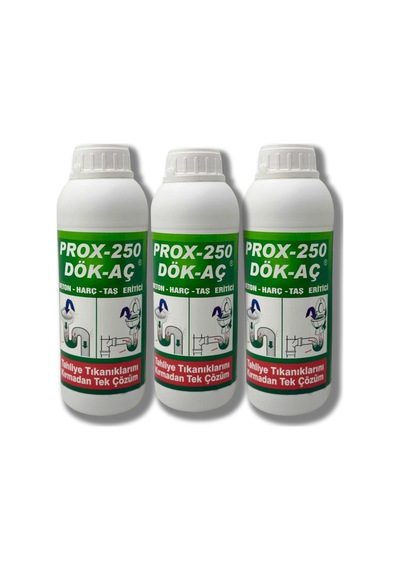Prox-250 Harç Beton Eritici Lavabo Açıcı Dök Aç Banyo Wc Lavabo Gider Açıcı 1 Kg 3 Adet