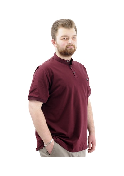 Mode Xl Büyük Beden Erkek Tişört Düğmeli Hakim Yaka T-shirt U24339 Mürdüm Mürdüm