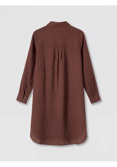 Lcw Everyday Kahverengi Oversize %100 Keten Kadın Gömlek Tunik