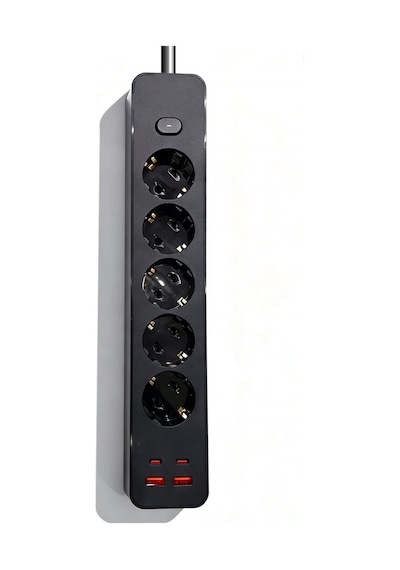 Topraklı 5'li Çoklu Priz 2 Usb-c 2 Usb-a Çıkışlı 2500w Anahtarlı Uzatma Prizi 1