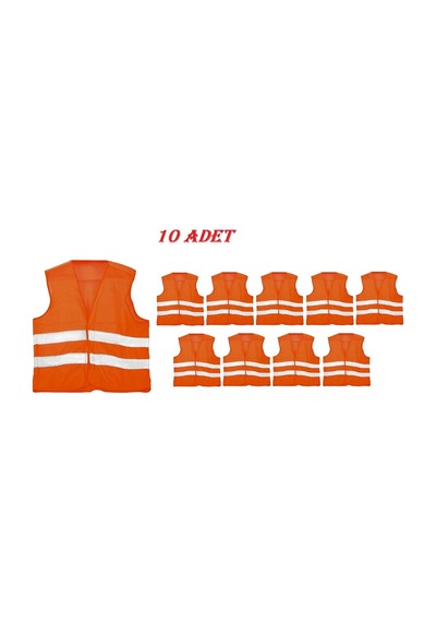 Standart Beden Ikaz Yeleği Turuncu Renk 10 Adet