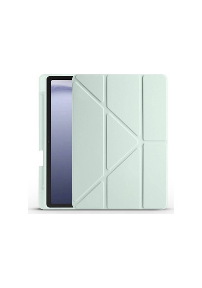 Galaxy Uyumlu  Tab A9 Kılıf Zore Tri Folding Kalem Bölmeli Standlı Kılıf-yeşil Kapaklı Kılıf