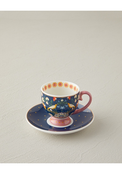 English Home Wingy New Bone China 4 Parça 2 Kişilik Kahve Fincan Takımı 100 Ml Lacivert Lacivert