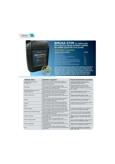 Bmusa Stim 1 Kg Yaprak Gübresi