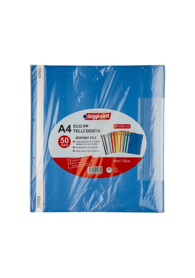 Bigpoint Telli Dosya Eco Mavi X 100 Adet