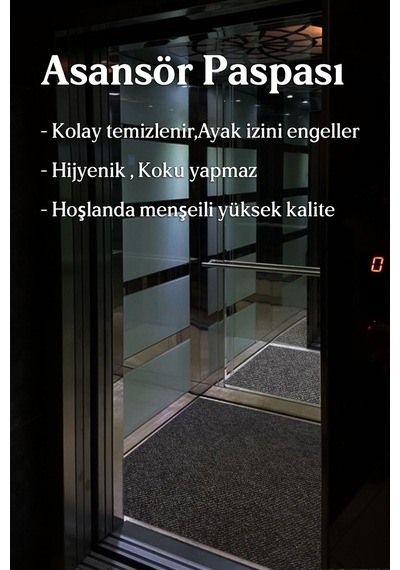 Asansör Ve Apartman Paspası Toz Ve Nem Alıcı Iç Ve Dış Mekan Kapı Önü Paspası Siyah