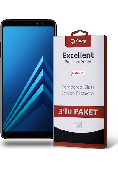 Samsung Galaxy A8 Plus 2018 ile Uyumlu Kırılmaz Cam Ekran Koruyucu Ekonomik 3'lü Paket