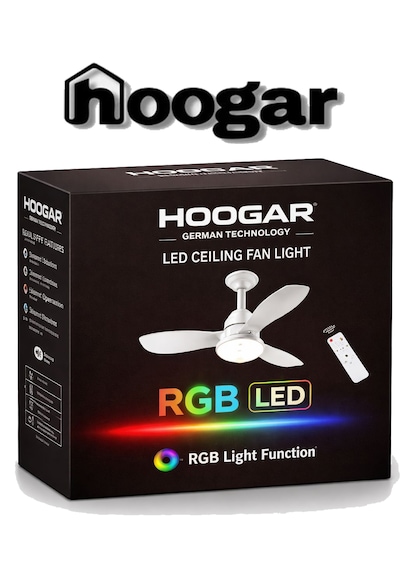 German New White Super Fan 60 Cm Kalın Kanat Dim Ayarlı Tavan Vantilatörü Rgb Led 16 Renk Sessiz Sinek Kovar