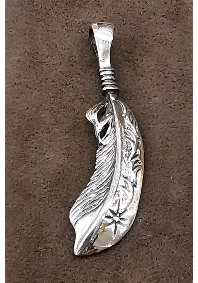 Omar Silver Unisex Tüy Modeli Kolye Ucu Oksitli Gümüş Oksitli Kol (513867918)