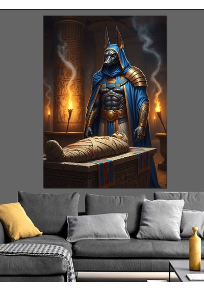 Ahşap Tablo Mısır Tanrısı Anubis Tablosu Şehir Tabloları