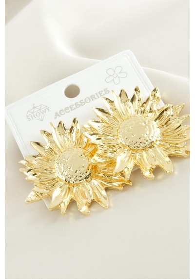 Gld-spt- Ay Çiçek Metal Küpe - Gümüş Rengi