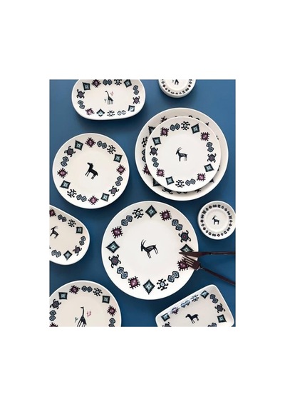Porser Porselen Hitit Servis Tabağı Takımı 26cm 6 Parça Çok Renkli