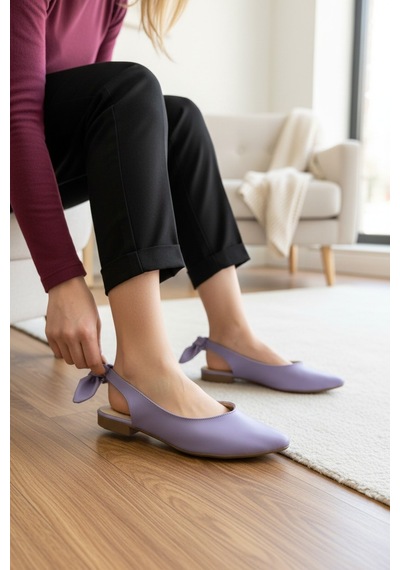 Enoch Kadın Arkası Fiyonk Detaylı Slingback Lila Babet Lila