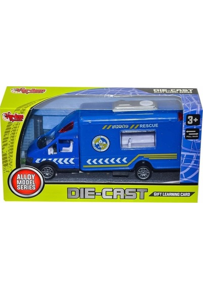 Vardem Metal Çek Bırak Polis Kurtarma Ambulansı - 17 Cm Açılır Kapılı Die-cast Model Araba Çok Renkli
