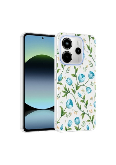 Xiaomi Redmi Note 14 4g Kılıf Kamera Korumalı Desenli Zore Klip Kapak Xiaomi Redmi Note 14 4g Zore - Mavi Lale