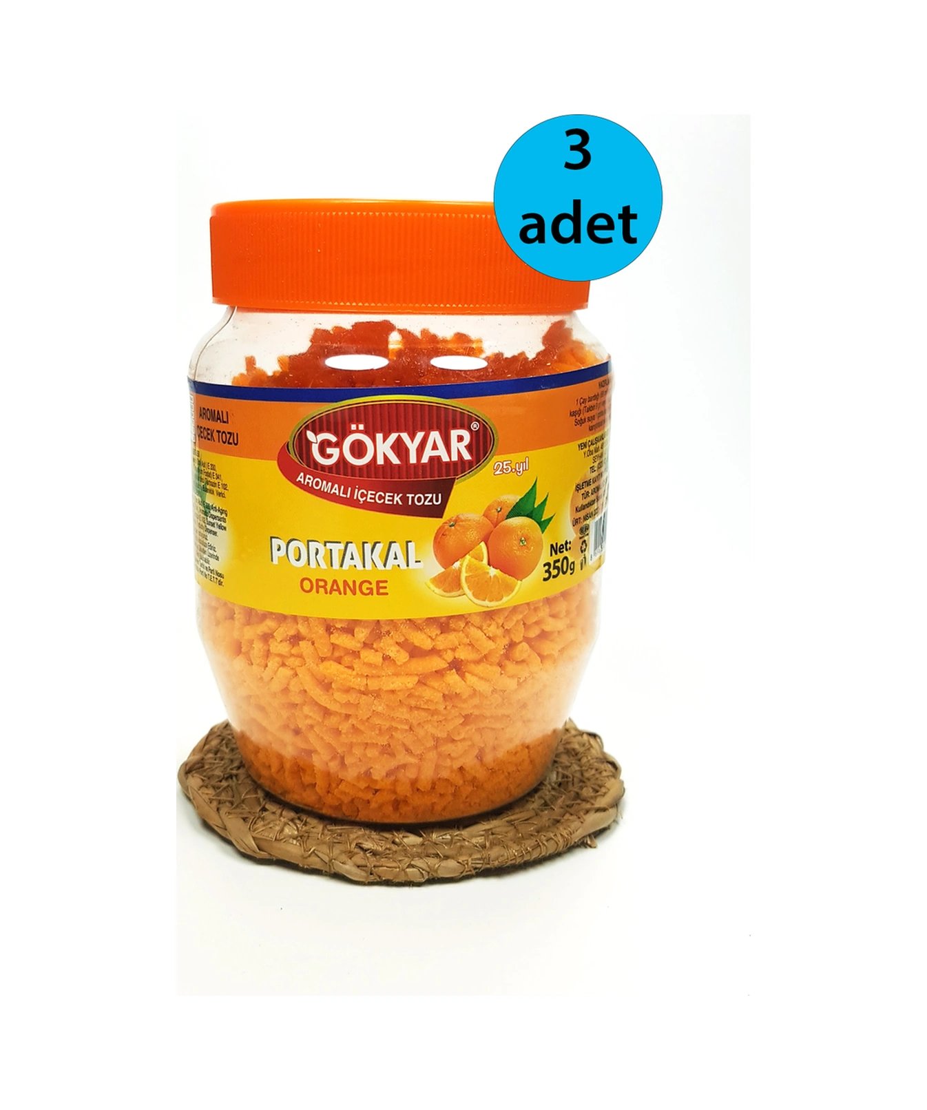 3 Adet Portakal Aromalı Toz Içecek Oralet 3x350 Gr 1 KG
