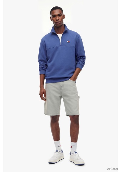 Tommy Hilfiger Tjm Reg Badge Qz Ext Erkek Mavi Sweatshirt - Dm0dm23200