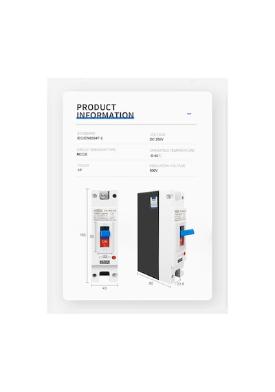 Tomzn 1p Dc 250v Dc Güneşli Panelleri Oluklu Devre Kesici Mccb Aşırı Yük Koruma Anahtarı Koruyucu Güneş Fotovoltaik Pv İçin