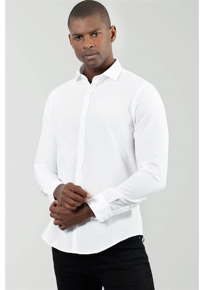 Tudors Slim Fit Dar Kesim Düz Erkek Gömlek-17089 Beyaz Tudors Slim Fit Dar Kesim Düz Erkek Gömlek-17089 Beyaz