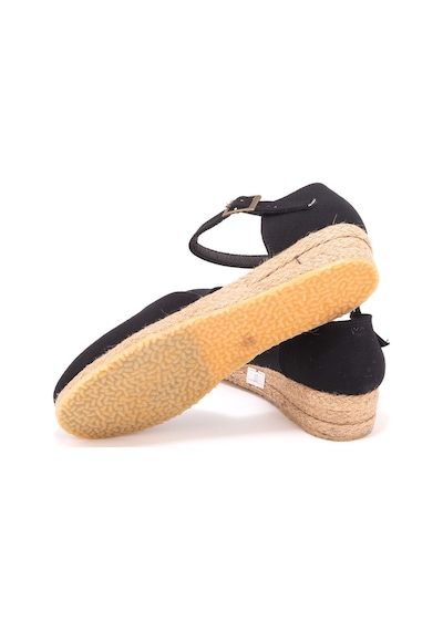 Star Tombis Gerçek Elişi Hasır 3cm Topuklu Bantlı Günlük Kız Çocuk Espadril Handmade Siyah