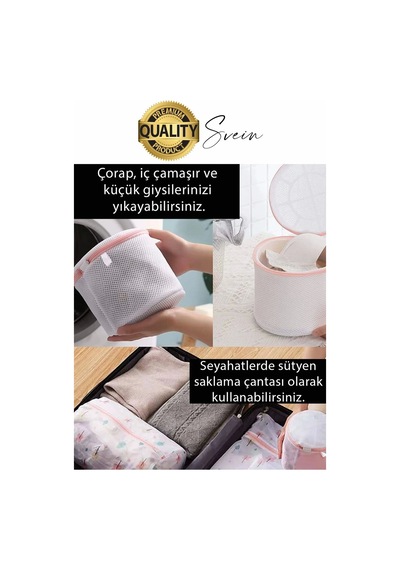Premium 2 Adet İç Çamaşır Sütyen Yıkama Filesi Fermuarlı Yırtılmaz Çorap Temizlik Torbası Dayanıklı Çok Renkli