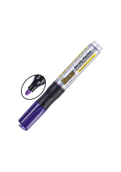 Akrilik Marker Yuvarlak Uç 1 Adet Brons Akrilik Markör Metal Seramik Ahşap Kumaş Tuval Cam Taş Mor