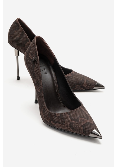 Luvishoes Carlas Kahverengi Desenli Kadın Topuklu Ayakkabı Kahverengi