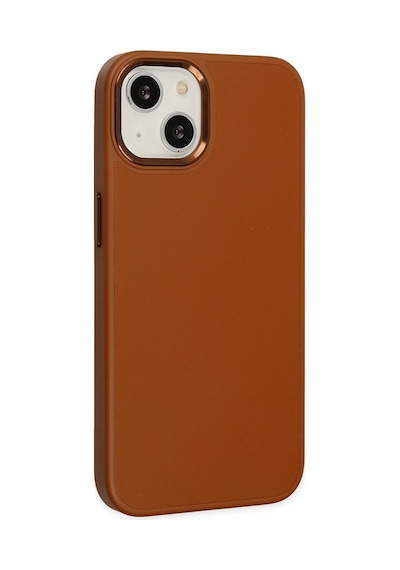 Cosmotex Newface Apple, Uyumlu iPhone 14 Plus Kılıf Asya Deri Silikon - Kahverengi