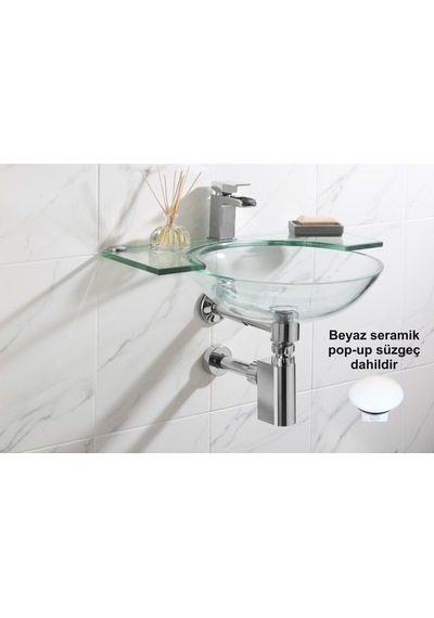 Studor Trap-Vent Kromajlı Havalıklı Lavabo Sifonu Beyaz Seramik Pop-up Süzgeçli Tıkanma ve Koku Önleyici
