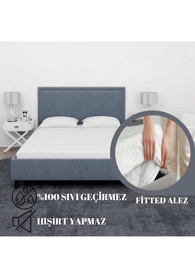 Yatak Alez- Çift Kişilik Sıvı Geçirmez Yatak Koruyucu Alez Beyaz
