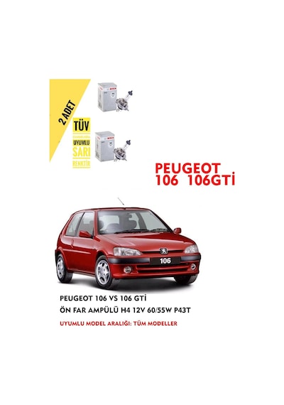 Peugeot 106 Ön Far Ampül Takımı 2 Adet