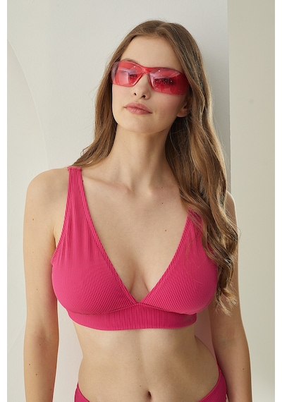 Loya Kadın Fuşya Reps Üçgen Tek Üst Bikini