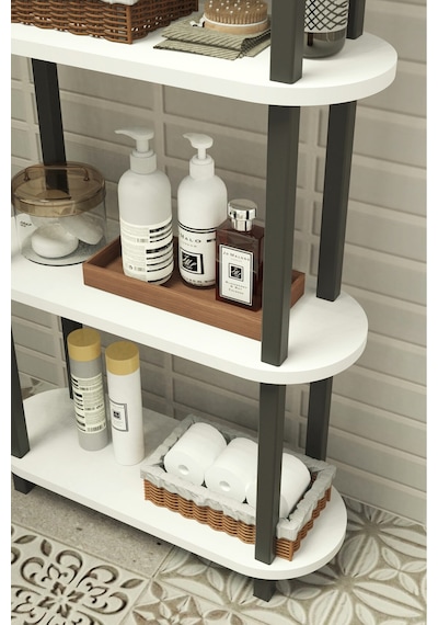 Soft 5 Katlı Banyo Düzenleyici Çok Raflı Banyo Organizeri Çok Amaçlı Banyo Düzenleyici - Beyaz Beyaz