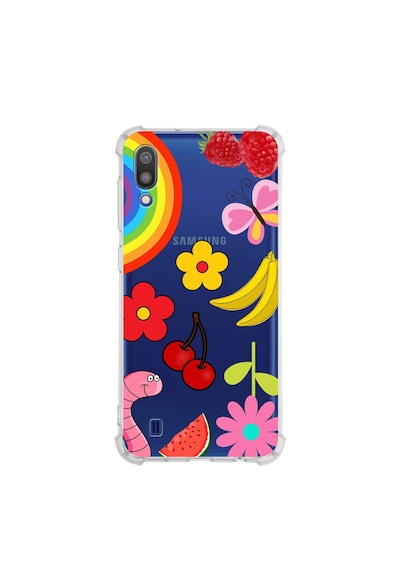 Prinrify Samsung Galaxy M10 Uyumlu Water Color 5 Baskılı Şeffaf Köşe Korumalı Antişok Kılıf