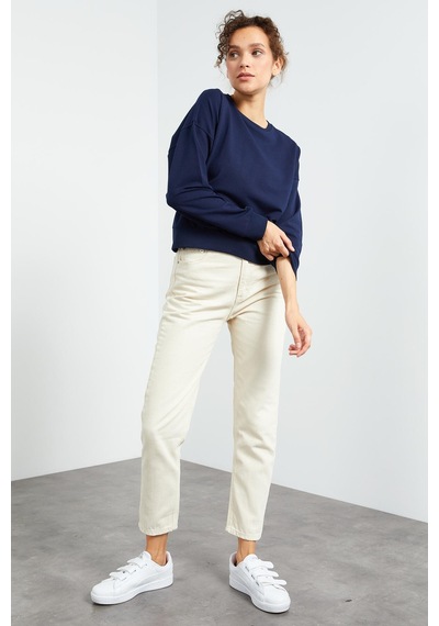 Tommy Life İndigo Basic Rahat Form O Yaka Kadın Sweatshirt - 97114 İndigo