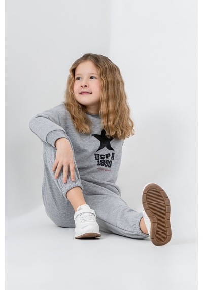 U.S. Polo Assn. Kız Çocuk Baskılı Gri Uzun Kol Eşofman Takımı Us2719-c-v1 Us2719-c-v1