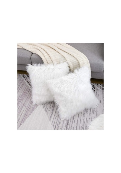 Enc Home Peluş Kırlent Kılıfı Beyaz