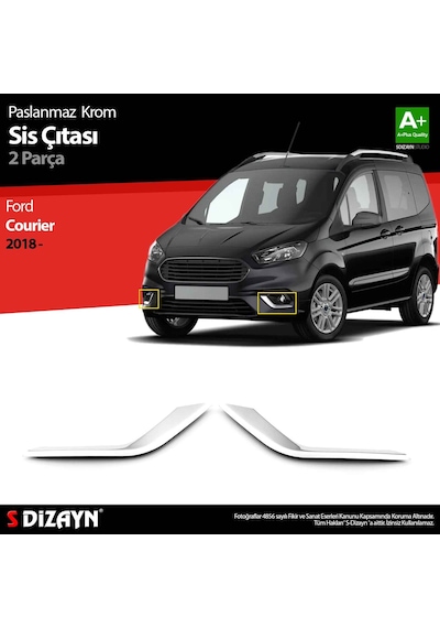 S-Dizayn Ford Courier Krom Sis Farı Çerçevesi 2 Prç. 2018 ve Üzer