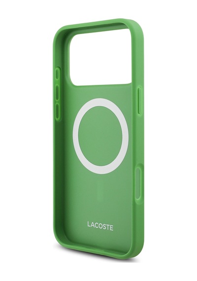 Apple Uyumlu iPhone 18 Pro Max Kılıf Lacoste Lisanslı M-safe Uyumlu Pu Pike Desenli Metal Logolu Kapak Yeşil