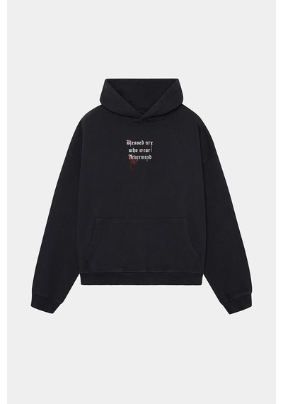 Unisex Oversize Hoodie - Blessed Are Who Wear Tasarım Sweatshirt Siyah