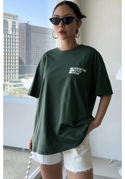 Unisex Cherish Time Effect Dream Baskılı Tasarım Tshirt Yeşil Unisex Cherish Time Effect Dream Baskılı Tasarım Tshirt Yeşil