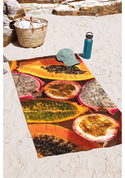 Tropikal Meyve Temalı Plaj Havlusu - Canlı Renkli Modern Yaz Stili Hızlı Kuruyan Mikrofiber Havlu Pastel Yakamoz Tropikal Meyve Temalı Plaj Havlusu - Canlı Renkli Modern Yaz Stili Hızlı Kuruyan Mikrofiber Havlu Pastel Yakamoz