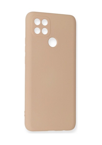 Oppo A15 Kılıf Nano İçi Kadife Silikon - Pudra -