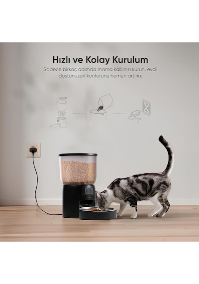 Şımart Akıllı Mama Kabı 3l Kapasiteli Ve Wi-fi Kontrollü Otomatik Besleme