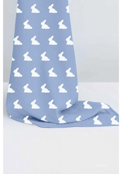 %100 Pamuk Müslin Bebek Örtüsü - Mono Lapin Royal Blue 100x100 Cm Muslın-ral-100100