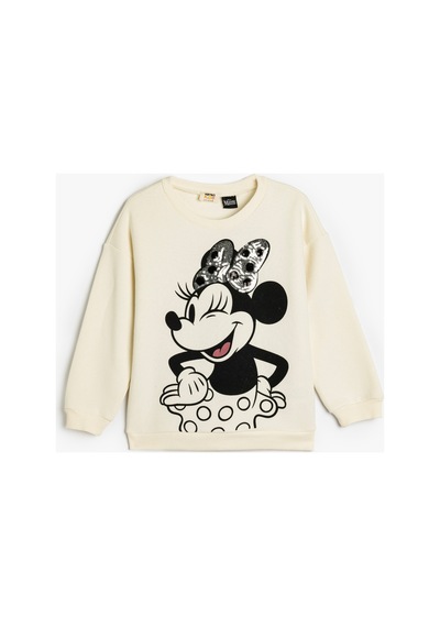 Koton Kız Çocuk Minnie Mouse Sweatshirt Lisanslı Pullu Payetli Uzun Kollu Bisiklet Yaka Şardonlu Ekru Koton Kız Çocuk Minnie Mouse Sweatshirt Lisanslı Pullu Payetli Uzun Kollu Bisiklet Yaka Şardonlu Ekru