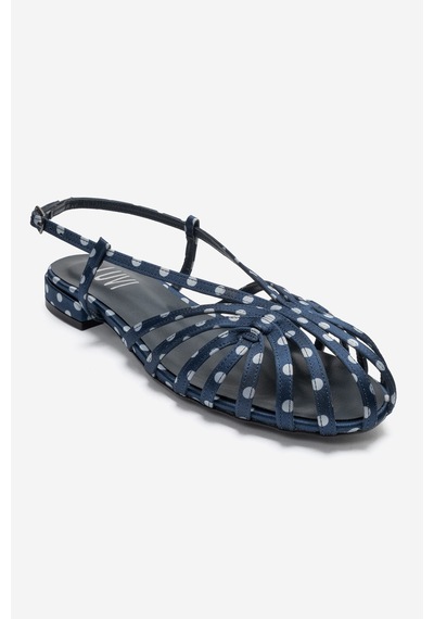Luvi Shoes Lıss Lacivert Beyaz Puantiyeli Kadın Sandalet