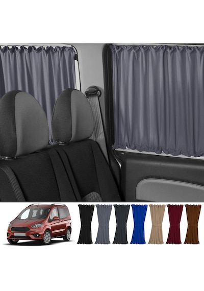 Pandami Ford Tourneo Courier 2014+ Uyumlu Gri Raylı Oto Perde Takımı